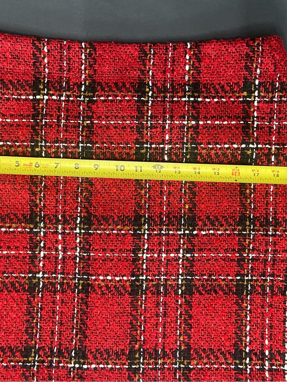 LOFT Womens Red Plaid Tweed Midi Pencil Skirt Sz 8 Holidays Cabincore Preppy - Picture 12 of 13